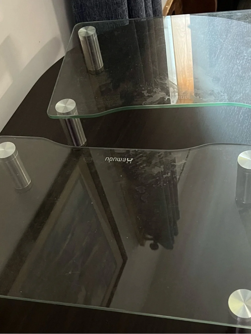 Black Glass Corner TV Stand with Clear Shelves